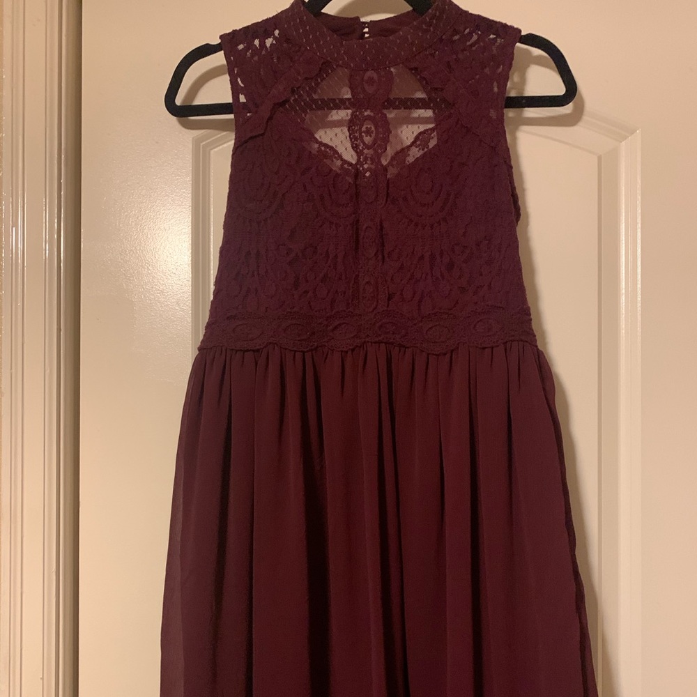 Maroon Hi-Low Dress
